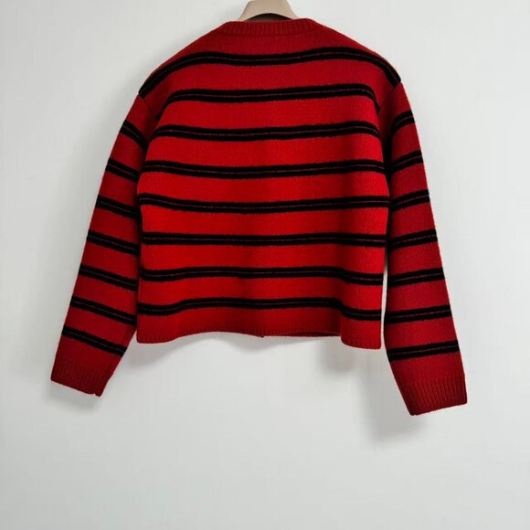 MIU MIU Shetland Knit Cardigan In Red/black - Picture 4 of 11